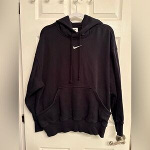 Nike Black Center Swoosh Oversized Pullover Hoodie